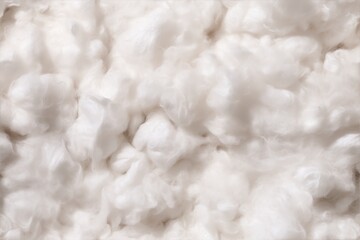 Fluffy white batting cotton fibers, creating a soft and textured background. Ideal for textile or fabric-related themes.