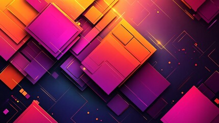 Vibrant abstract geometric shapes in shades of pink and orange on a dark background.