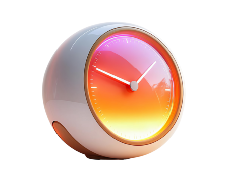 A modern, artistic clock featuring a vibrant gradient design, perfect for home decor or lifestyle-themed projects.