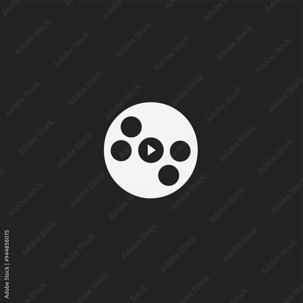 Poster minimalistic play button icon with circles on a black background