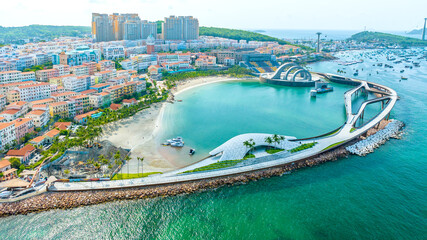 Aerial view of Cau Hon or Kiss bridge, Phu Quoc Island, Vietnam © huythoai