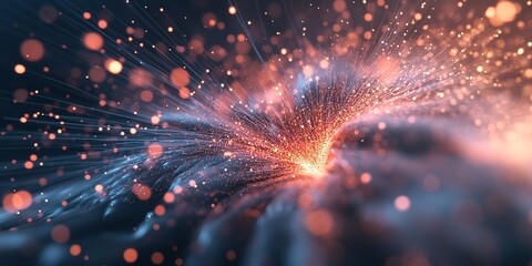 entropy increase visualized in a system, with disordered particles and energy dispersion captured in detail