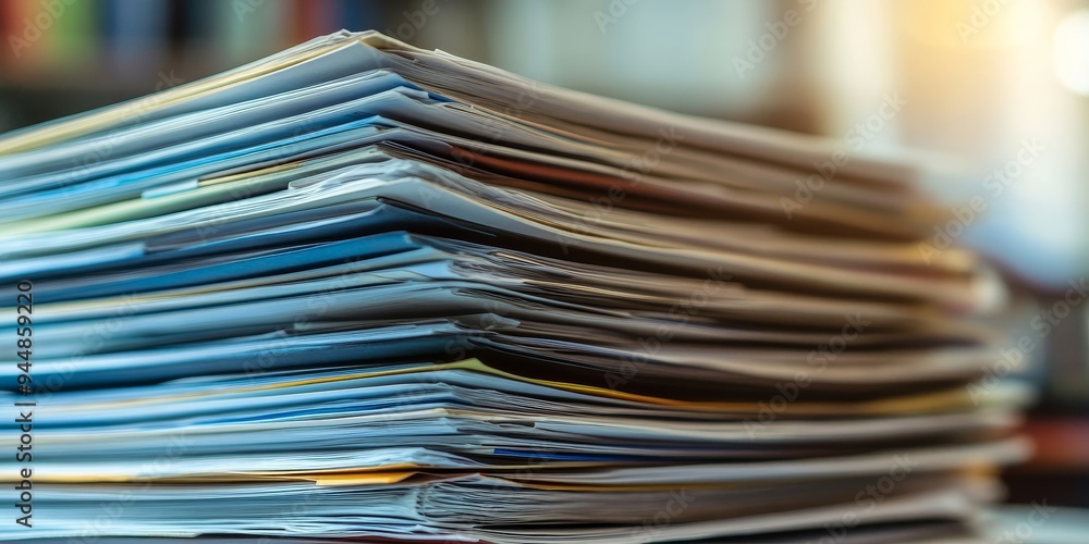 Poster a stack of research articles ready for peer review, representing the rigorous process of academic pu