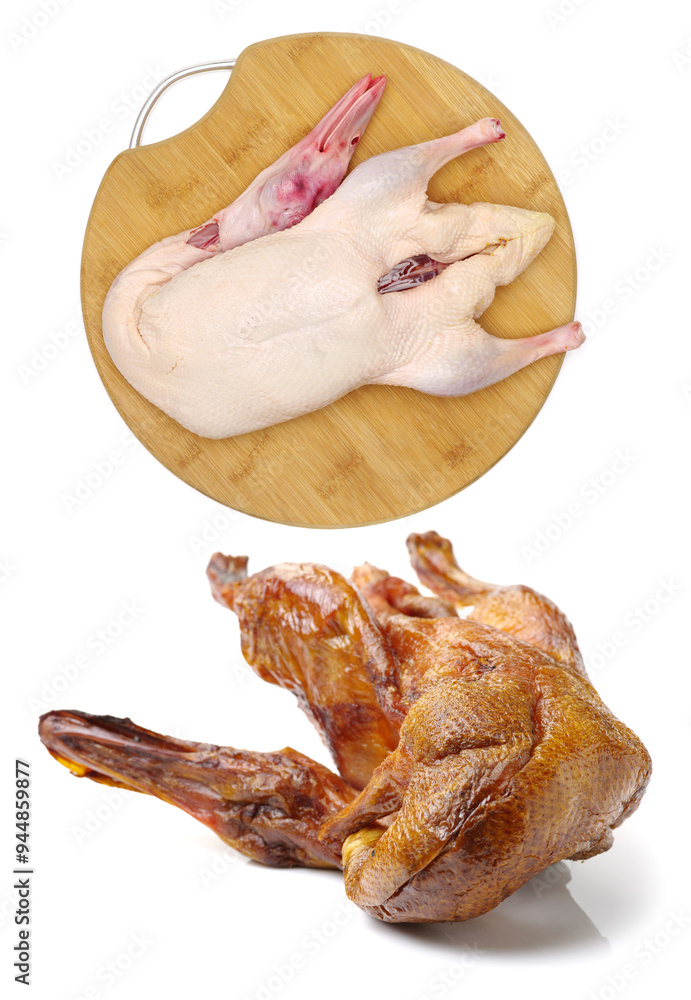 Sticker peking duck, china's most famous dish on white background