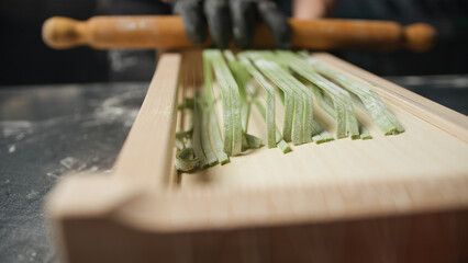 The Green Color Of Creative Spaghetti Making 