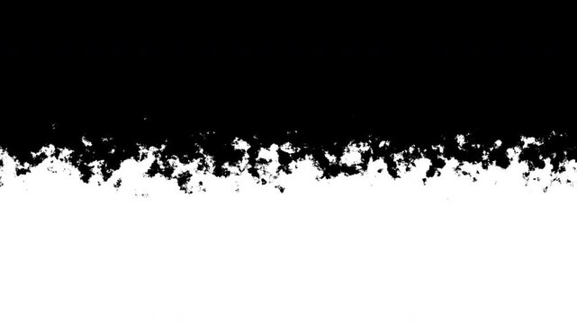 An abstract black and white grunge texture pattern with a rough, uneven transition between the two tones. Minimalist and edgy visual design. High quality 4k footage