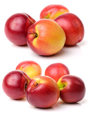ripe peach on white background