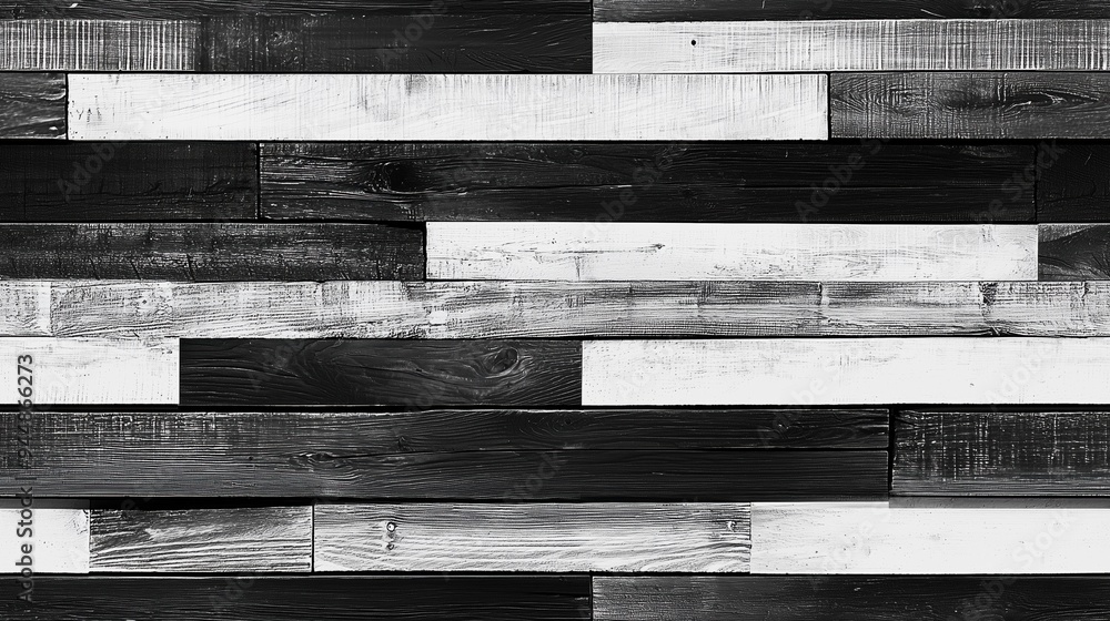 Poster a textured background featuring alternating black and white wooden planks arranged in a horizontal p