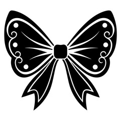 Decorative bow design silhouette vector art illustration	