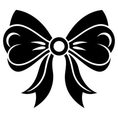 Decorative bow design silhouette vector art illustration	