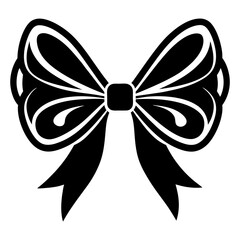 Decorative bow design silhouette vector art illustration	
