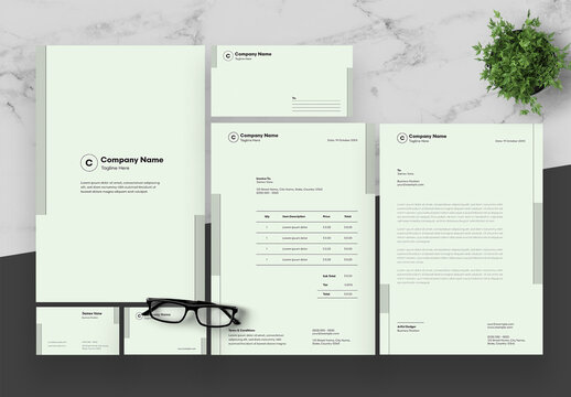 Green And Gray Stationery Set 