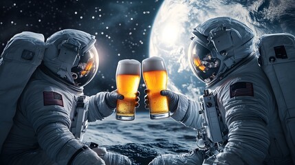 Astronauts Toasting in Space