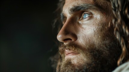 Obraz premium Close-up portrait of a rugged, bearded man