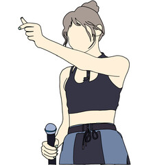 Illustration vector of Kpop fashion stage. idols of Koreans performing. K-pop female fashion idol. female singer who is singing wearing beautiful