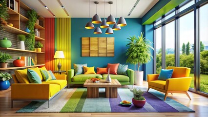 Vibrant Eco-Chic: Bold colors, sustainable materials, playful aesthetics