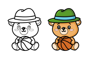 learn to color bears wearing hats, coloring books, coloring pages for children.