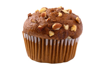 Chocolate almond muffin on transparent background