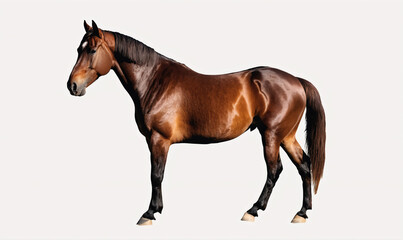 Obraz premium A brown horse stands against a white background