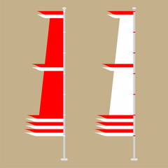 a flag with a combination of red and white mounted on an iron pole.
suitable for posters, backgrounds and decorations
