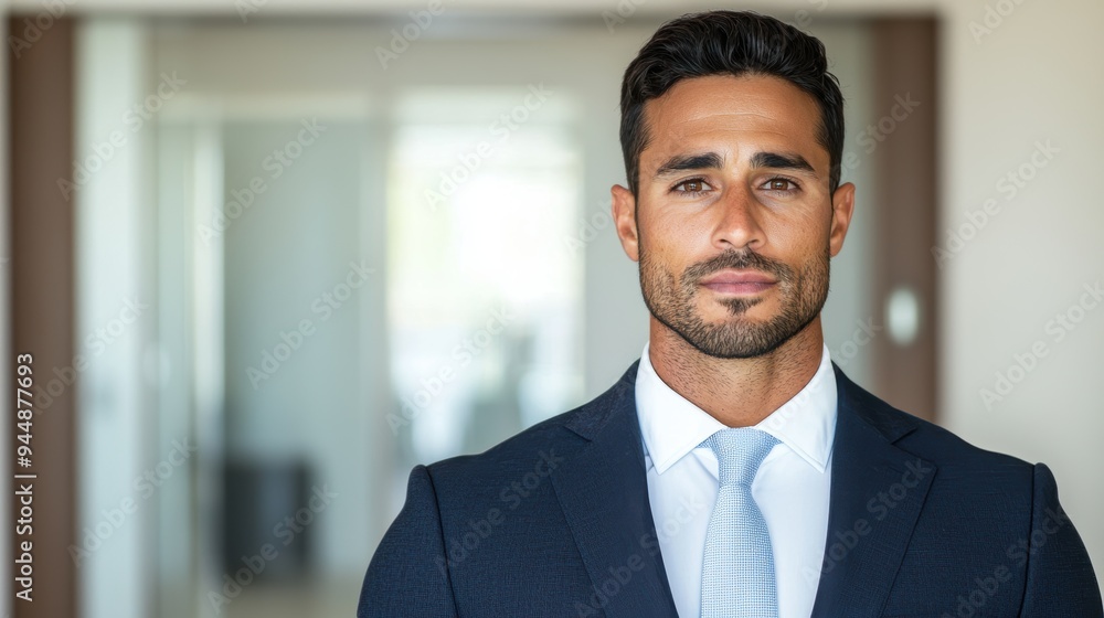 Poster Confident businessman in suit and tie