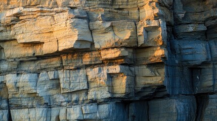 Close-up of a Rock Face with Layered Textures and Colors