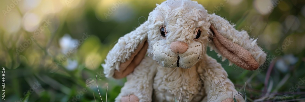 Aufkleber lop-eared rabbit plush toy with characteristics of a dwarf ram.