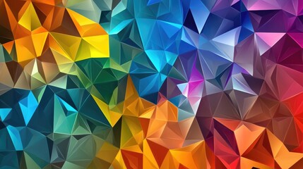 Obraz premium Colorful geometric polygonal design in a 2D cartoon style featuring an abstract background with multiple hues