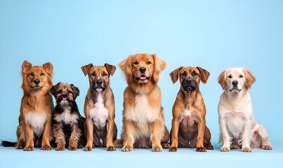 Captivating Leonberger Canine Companions Showcased in Vibrant Powder Blue Magazine Style Setting