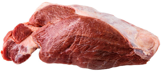 A chunk of raw beef. The background is transparent.