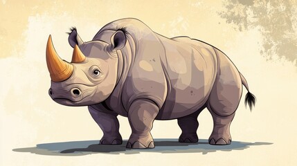 Obraz premium 2D cartoon style rhinoceros illustration