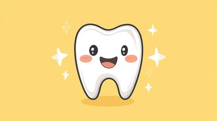 Cartoon logo featuring a tooth mascot for a dental care clinic