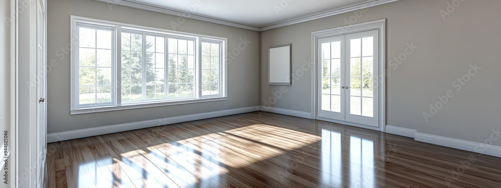 Poster empty bedroom in a real estate setting ideal for 3d rendering and virtual staging