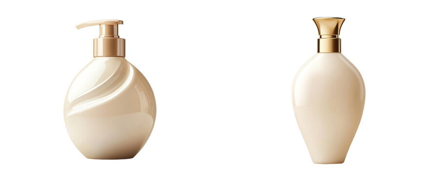recommend clip art: Elegant cosmetic bottle design for lotion or cream, featuring smooth curves and luxurious gold accents for modern aesthetics.