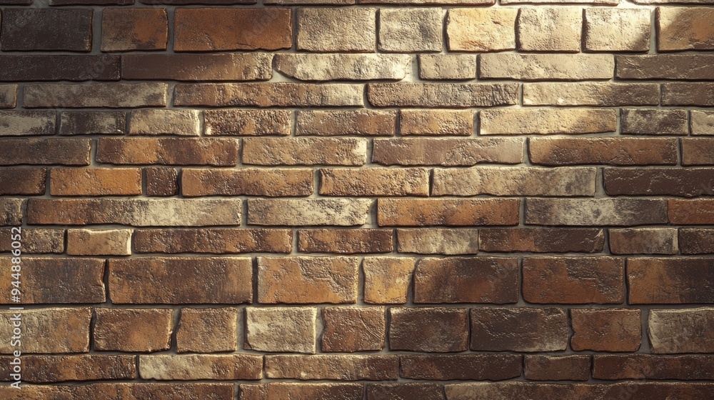 Aufkleber 3d rendering of a horizontal brown brick wall suitable for background and copy space
