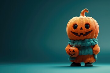 Cute Halloween pumpkin plush toy with friendly jack o lantern face