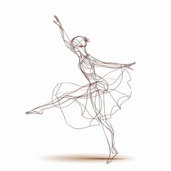 Fluidity in Motion: Continuous Line Art of a Woman Dancing Doodle on White Background