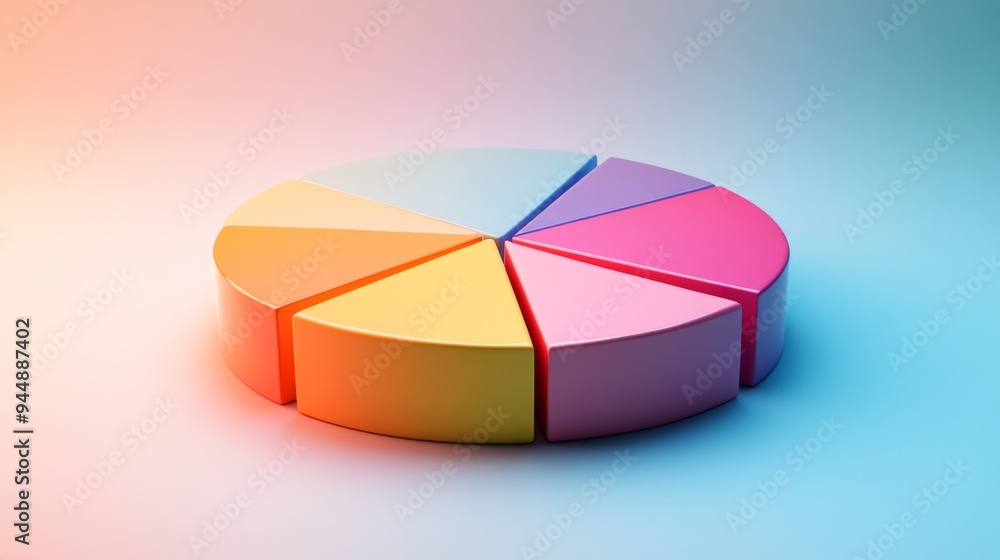 Leinwandbilder a close-up of a pie chart showing budget breakdown, with each slice highlighted and labeled for clar
