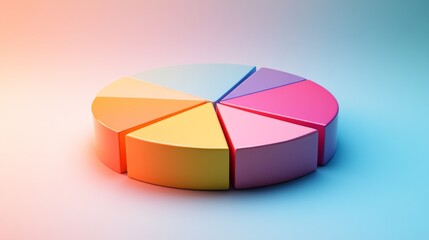 Obraz premium A close-up of a pie chart showing budget breakdown, with each slice highlighted and labeled for clarity, set against a subtle gradient background