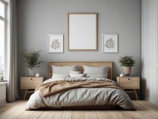 Minimalist Bedroom Interior Design with Wooden Furniture and Neutral Colors