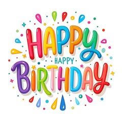 A happy birthday card with colorful letters and the words happy birthday on it