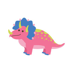 Cute Abstract Dinosaur Illustration - Triceratops