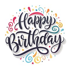 Happy birthday card with the words happy birthday on the top