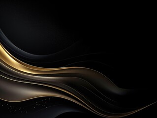 Free abstract black background with gold wave