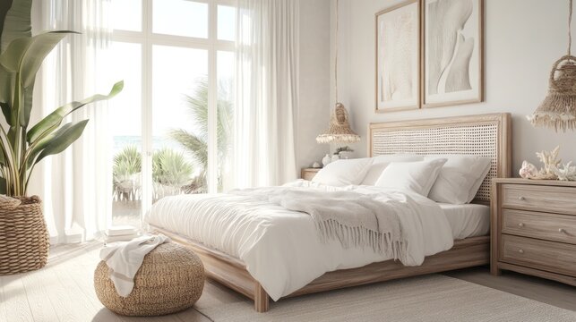 Coastal Bedroom Interior Design with Natural Light and Ocean View