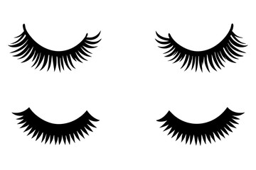 Obraz premium 4 different reusable self-adhesive mink eyelash vector illustrations on a white background