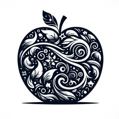 realistic apple silhouette vector style with white background