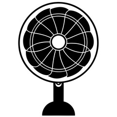 Electric Fan Black Silhouette Line Art Vector