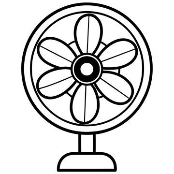 recommend clip art: Electric Fan Black Silhouette Line Art Vector