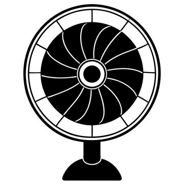 recommend clip art: Electric Fan Black Silhouette Line Art Vector